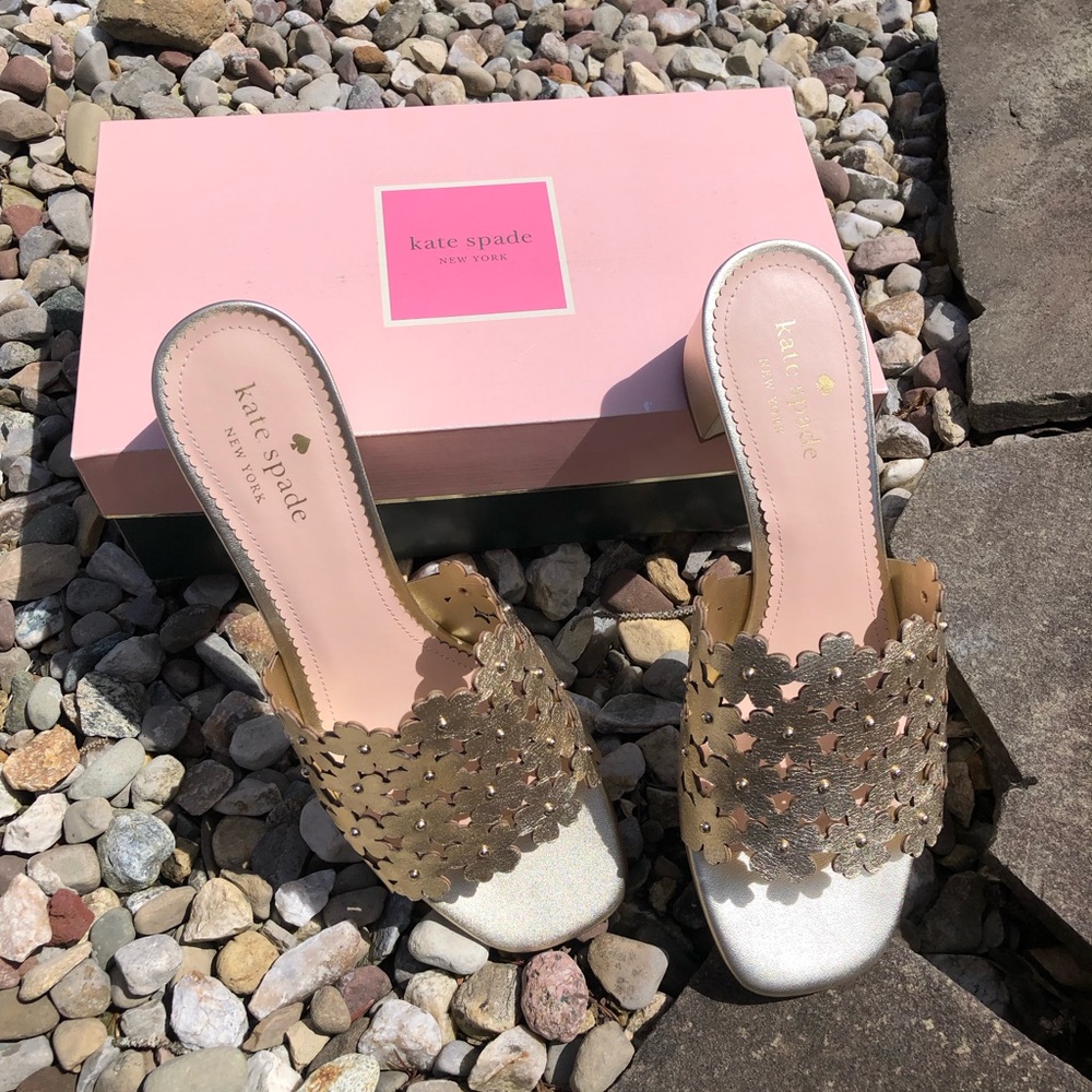 Kate Spade Gold Daisy Mules